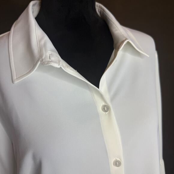 Lisette Montréal Women’s White Bell Sleeve Button-Up Top Size XL - Picture 2 of 11